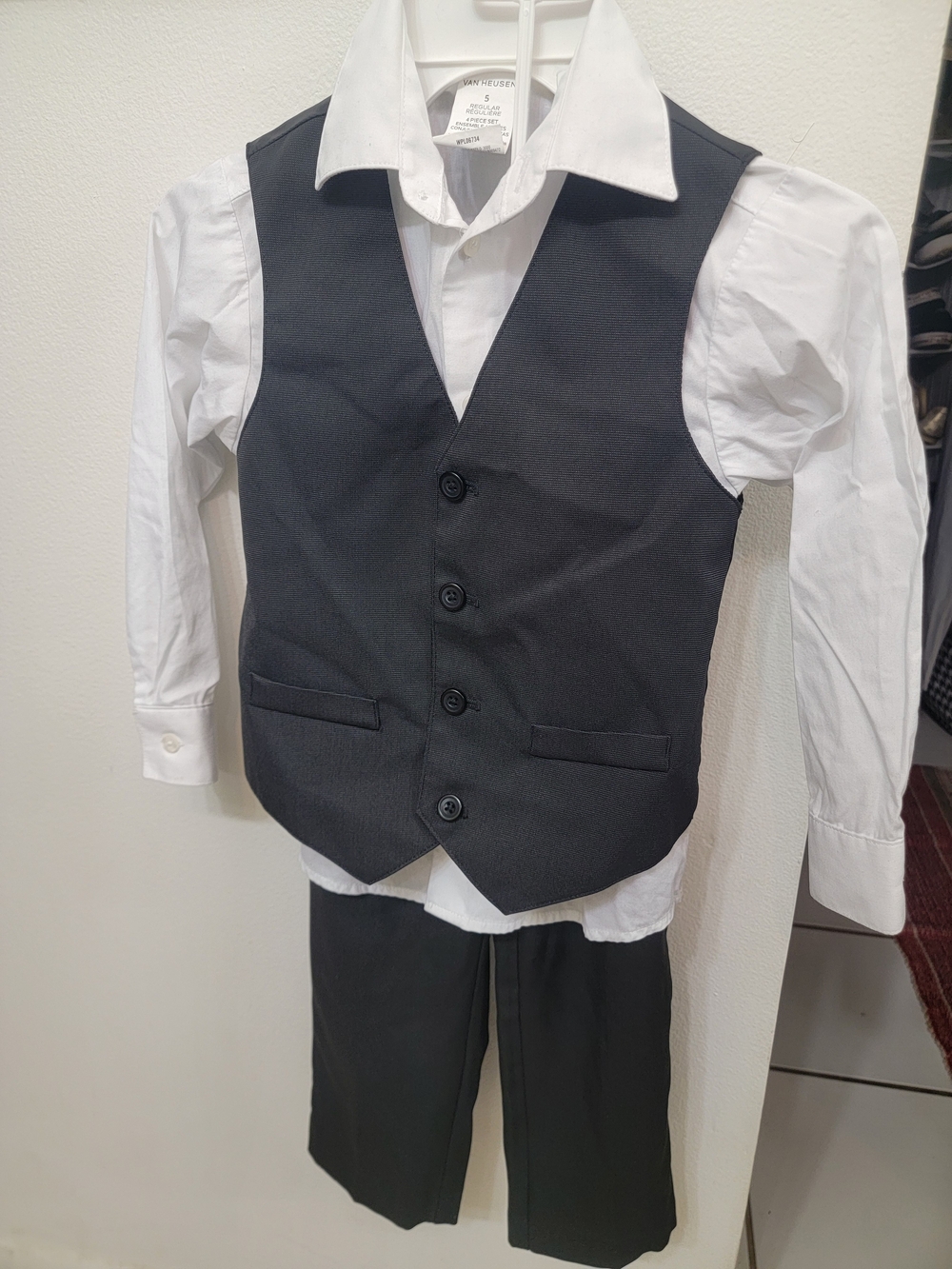 Van Heusen Black Vest and Pants with White Shirt Set